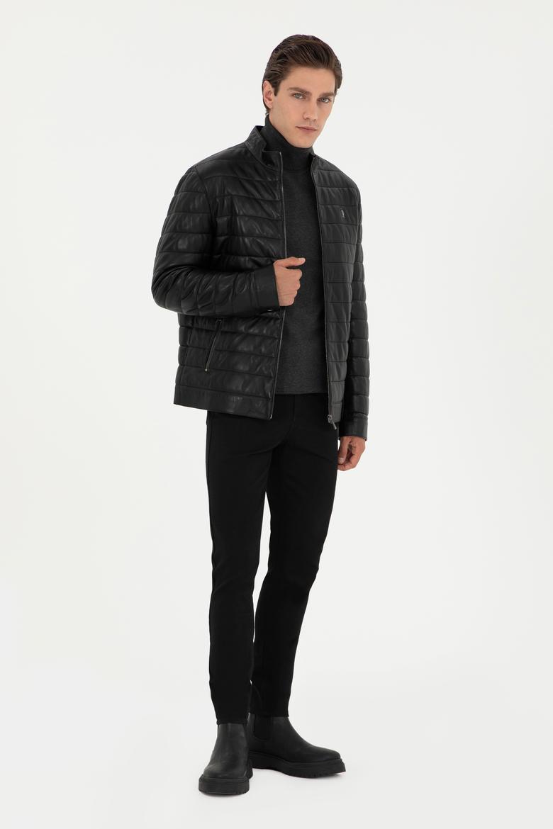 Erkek Siyah Deri Ceket - 50297160004