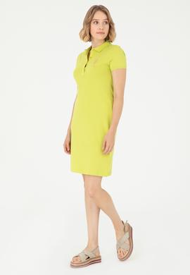 Kadın Fıstık Yeşili Polo Yaka Mini Boy Örme Elbise - 50280069114