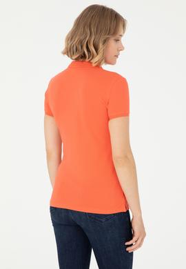 Kadın Nar Çiçeği Basic Polo Yaka Tişört - 50280063068