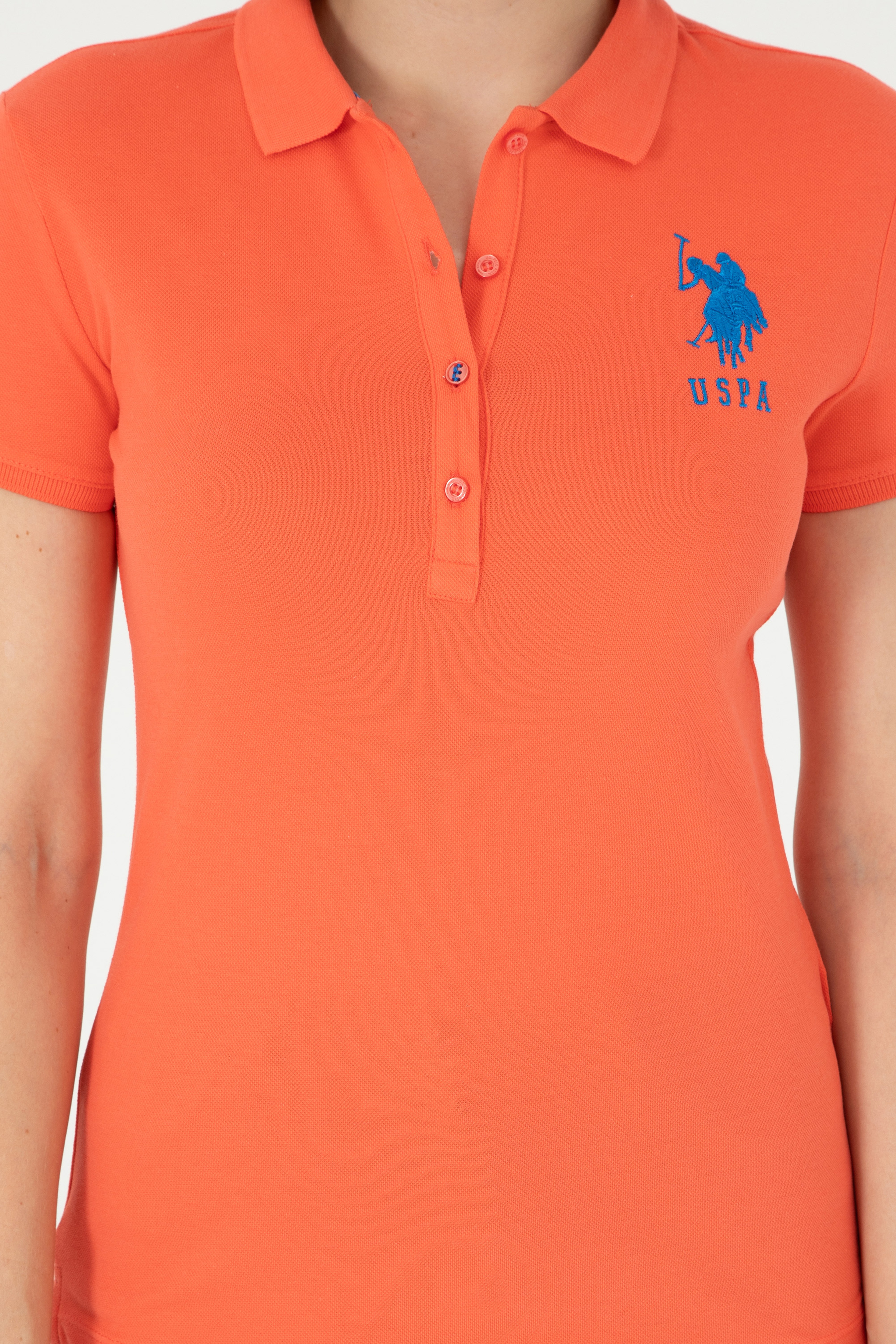 Kadın Nar Çiçeği Basic Polo Yaka Tişört