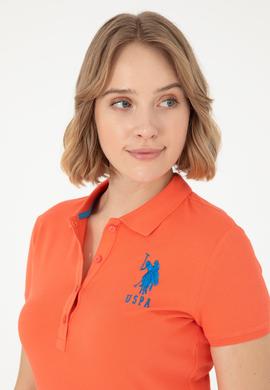 Kadın Nar Çiçeği Basic Polo Yaka Tişört - 50280063068