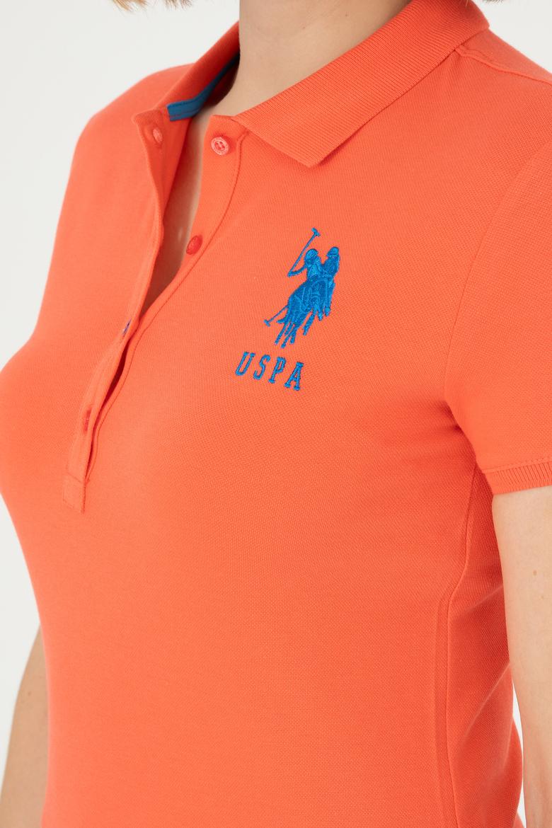 Kadın Nar Çiçeği Basic Polo Yaka Tişört - 50280063068