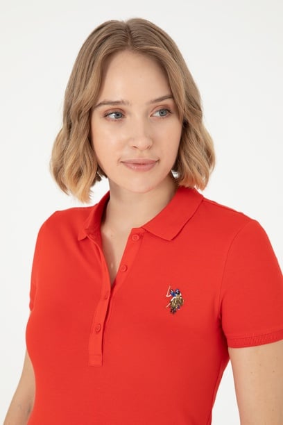 Kadın Kırmızı Polo Yaka Tişört