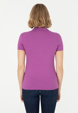Kadın Mor Basic Polo Yaka Tişört - 50280063148