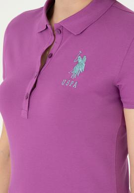 Kadın Mor Basic Polo Yaka Tişört - 50280063148