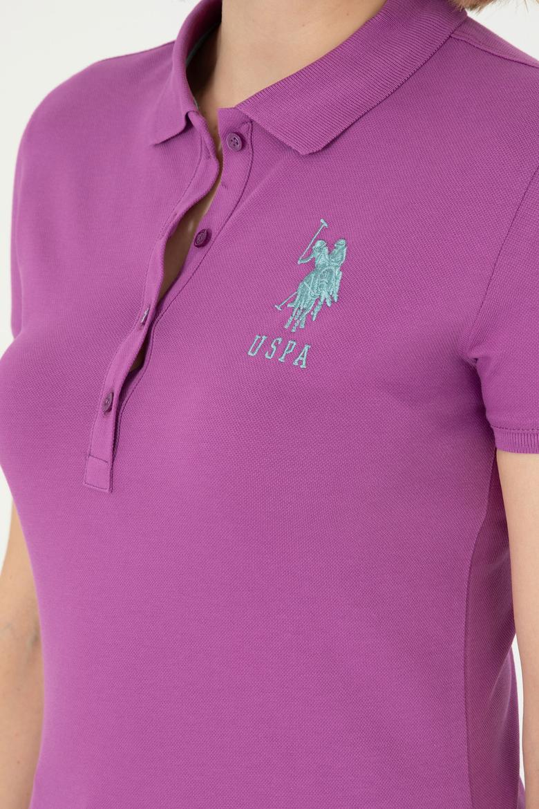 Kadın Mor Basic Polo Yaka Tişört - 50280063148