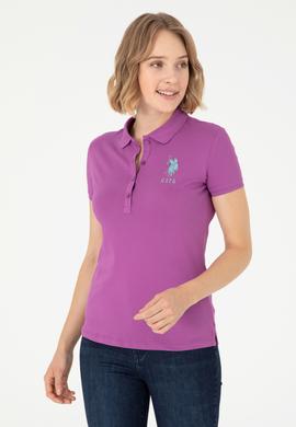 Kadın Mor Basic Polo Yaka Tişört - 50280063148