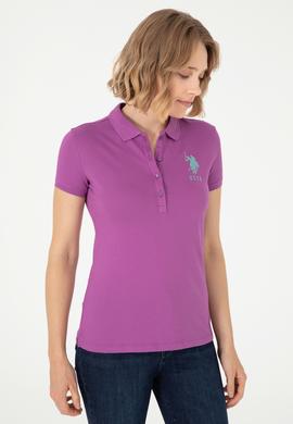 Kadın Mor Basic Polo Yaka Tişört - 50280063148