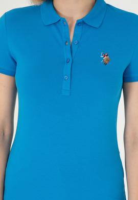 Kadın Saks Polo Yaka Tişört - 50280067111