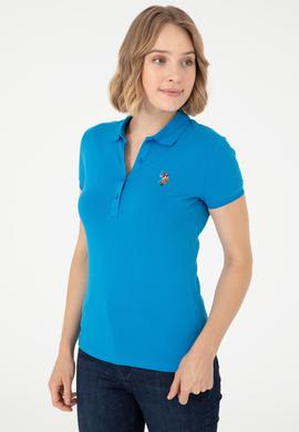 Kadın Saks Polo Yaka Tişört - 50280067111
