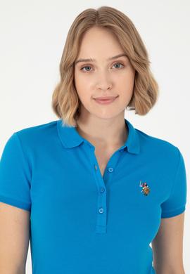 Kadın Saks Polo Yaka Tişört - 50280067111