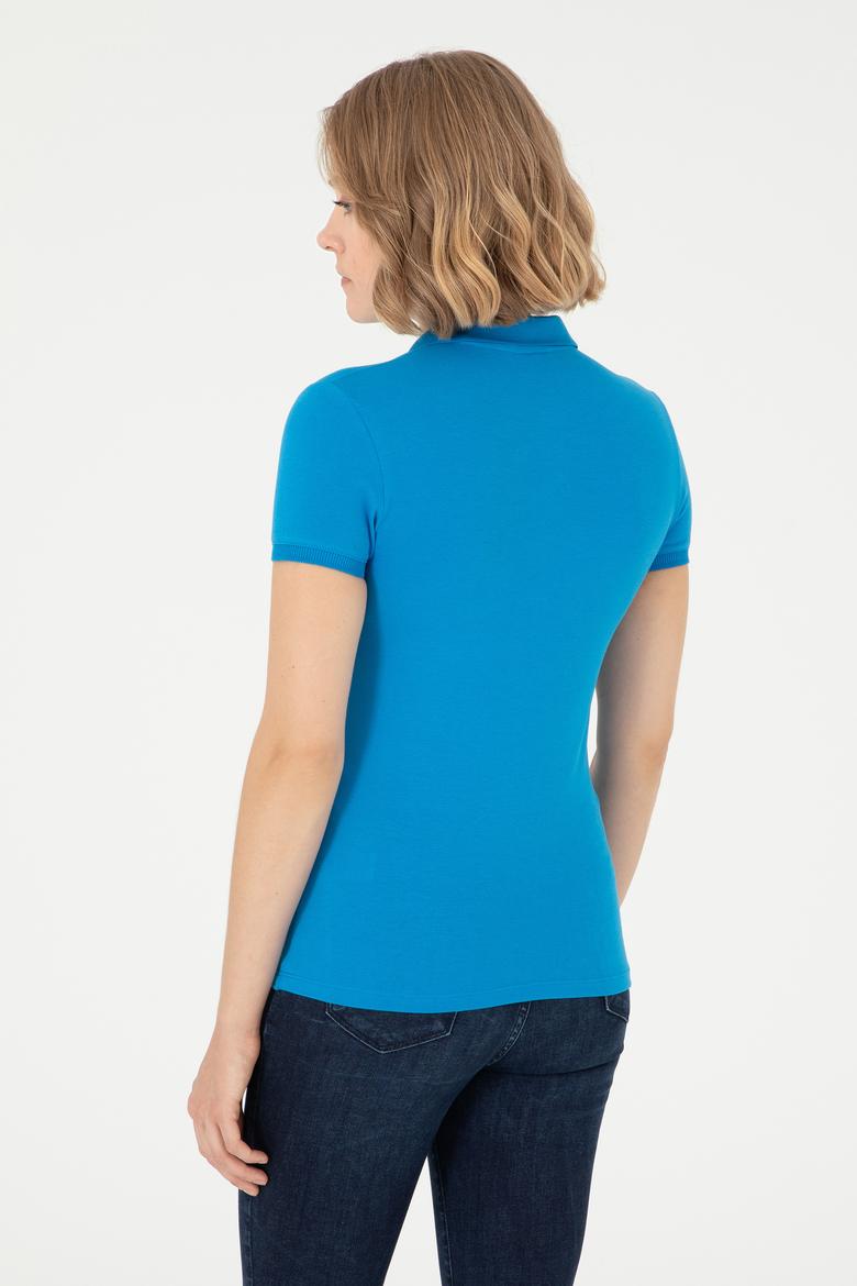 Kadın Saks Polo Yaka Tişört - 50280067111