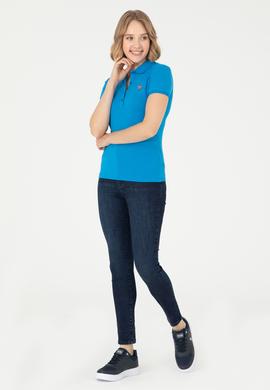 Kadın Saks Polo Yaka Tişört - 50280067111