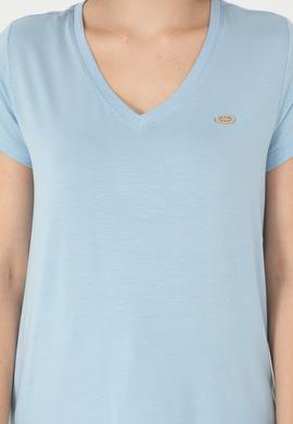 Kadın Açık Mavi V Yaka Basic Tişört - 50280019072