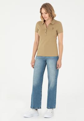 Kadın Haki Polo Yaka Tişört - 50280067079