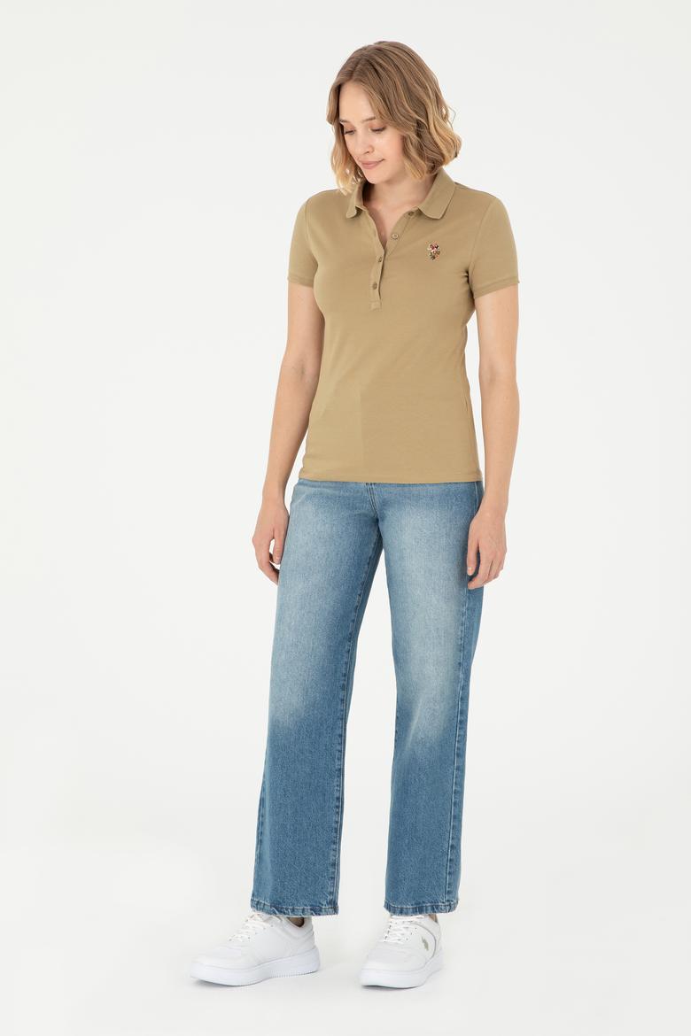 Kadın Haki Polo Yaka Tişört - 50280067079