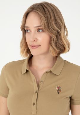 Kadın Haki Polo Yaka Tişört - 50280067079