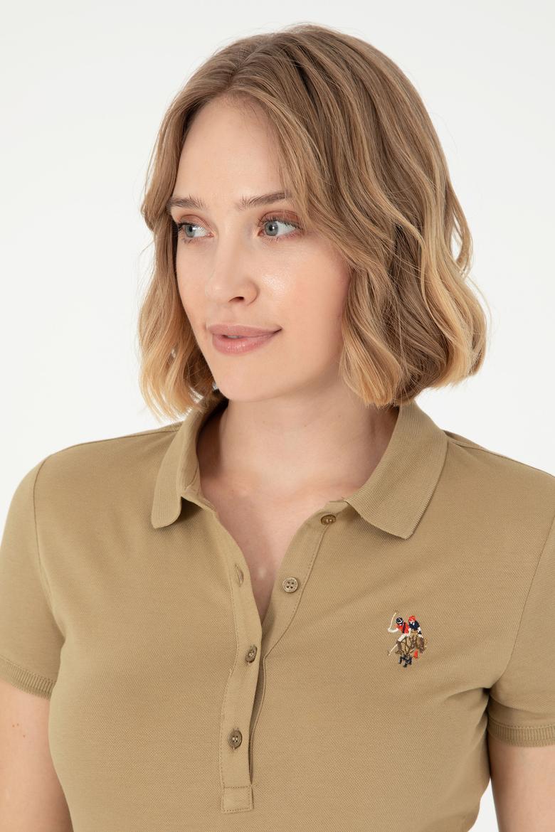 Kadın Haki Polo Yaka Tişört - 50280067079