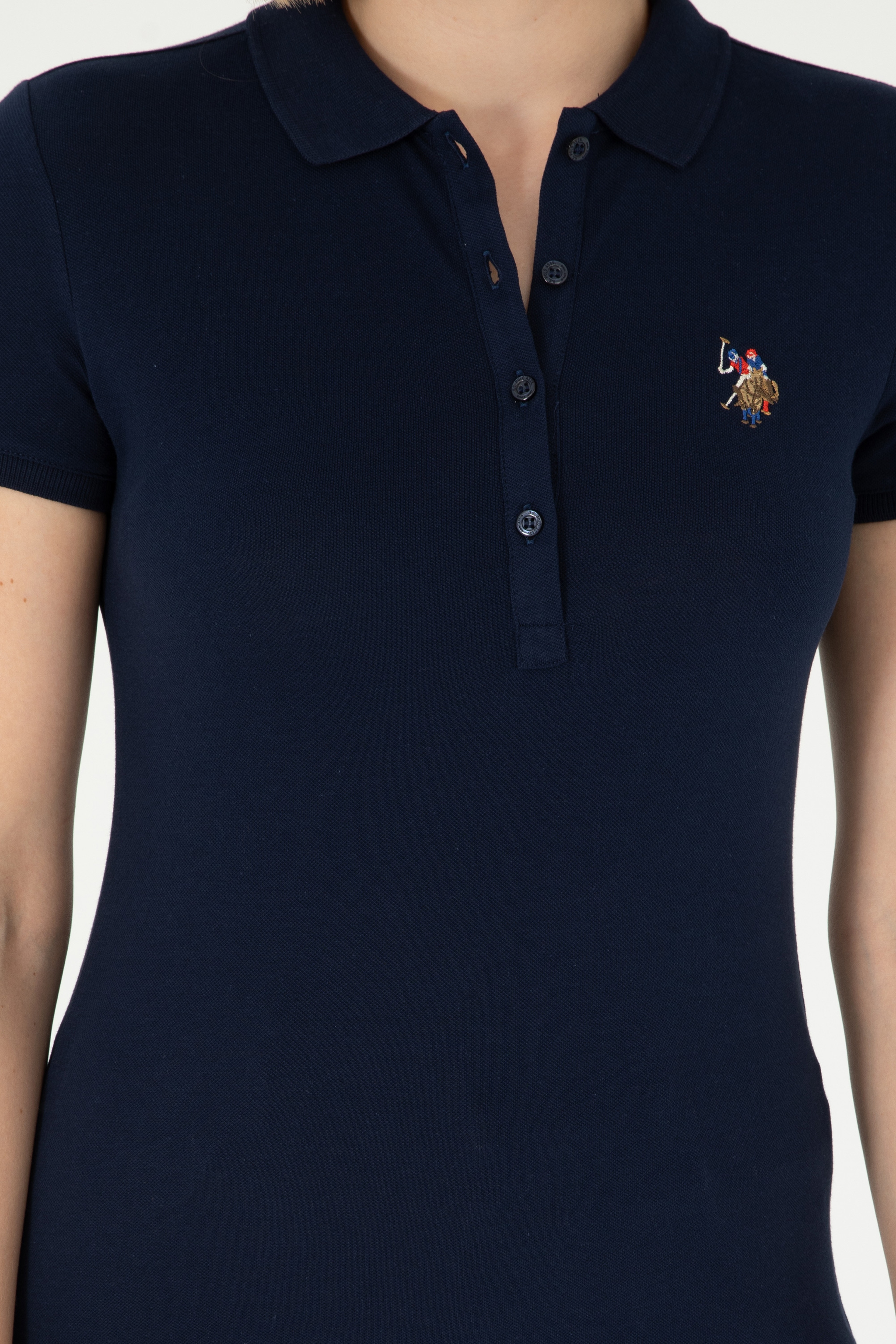 Kadın Lacivert Polo Yaka Tişört - Image 6