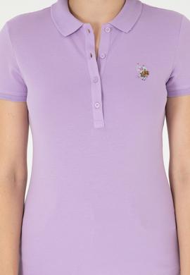 Kadın Lila Polo Yaka Tişört - 50280067053