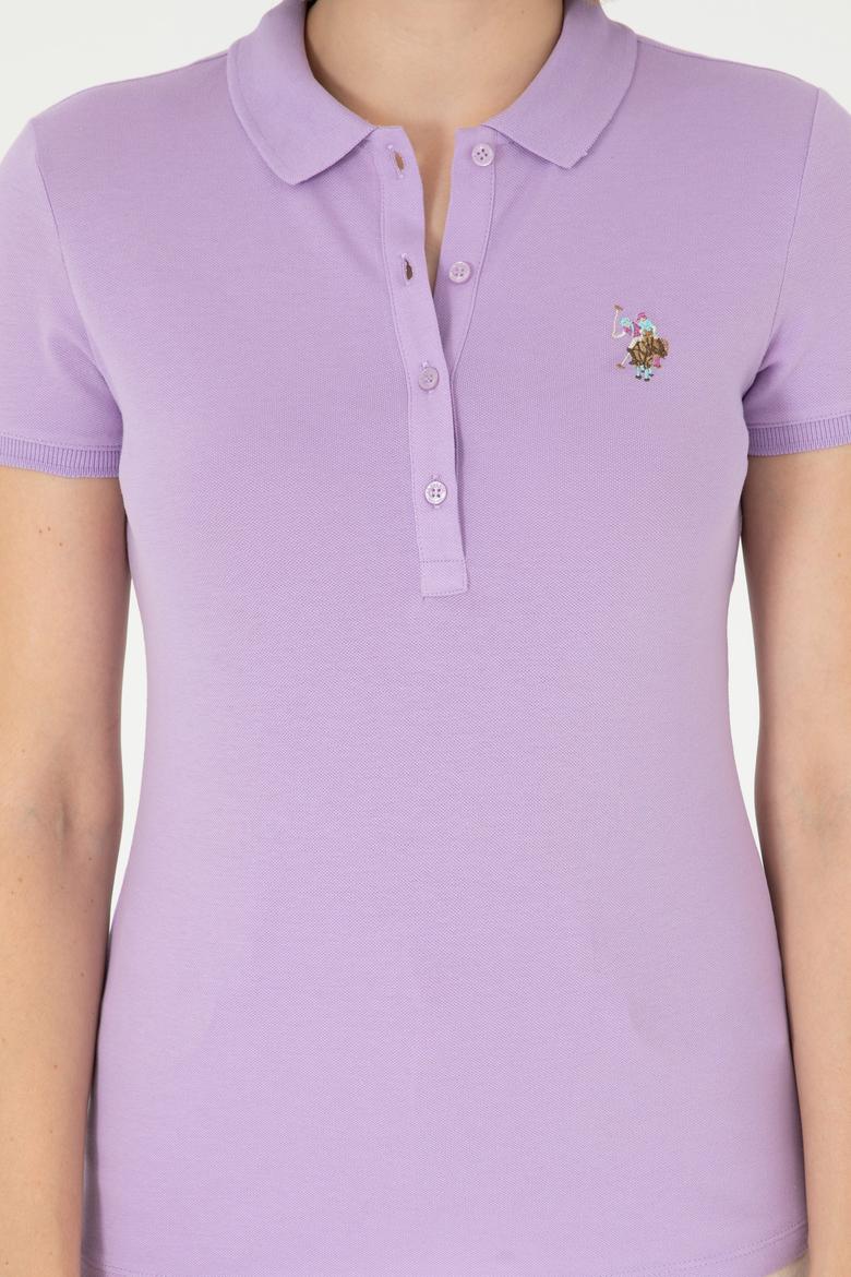 Kadın Lila Polo Yaka Tişört - 50280067053