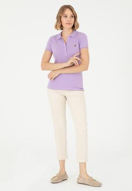 Kadın Lila Polo Yaka Tişört - 50280067053