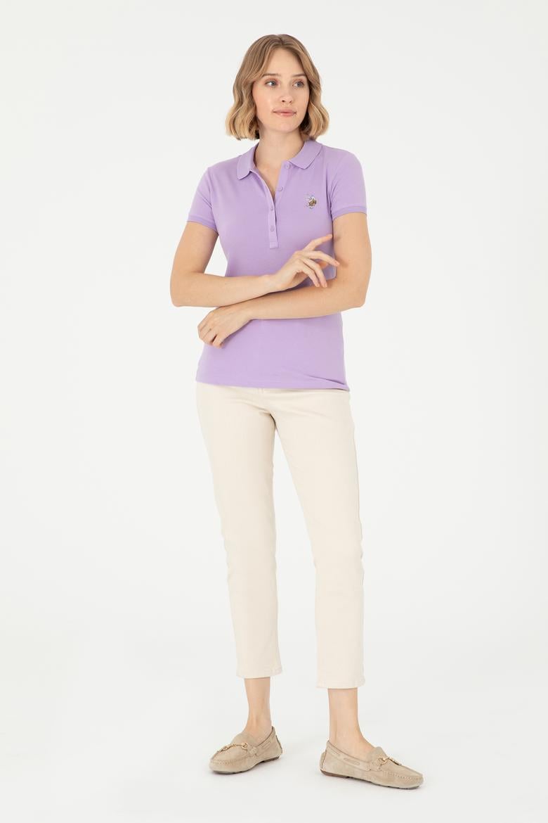 Kadın Lila Polo Yaka Tişört - 50280067053