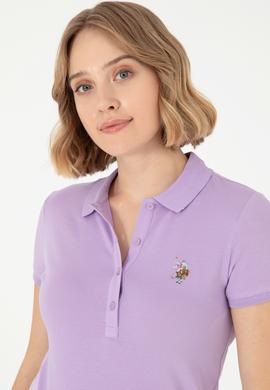 Kadın Lila Polo Yaka Tişört - 50280067053
