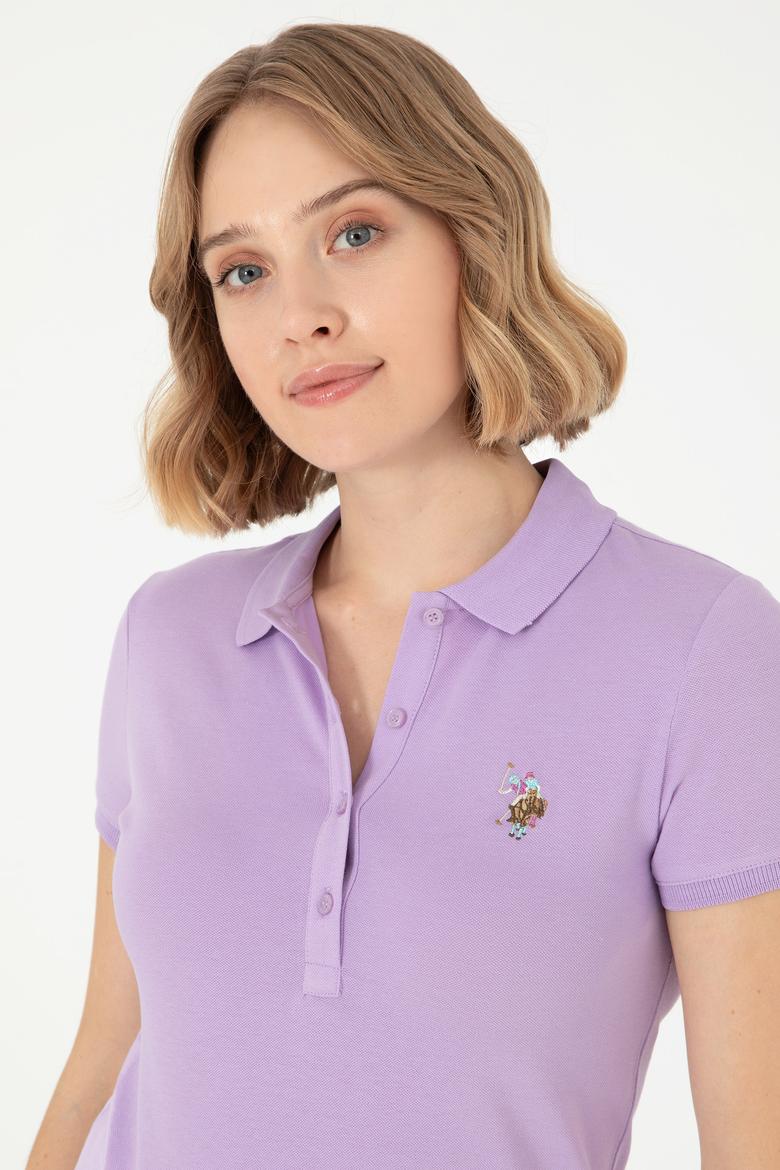 Kadın Lila Polo Yaka Tişört - 50280067053