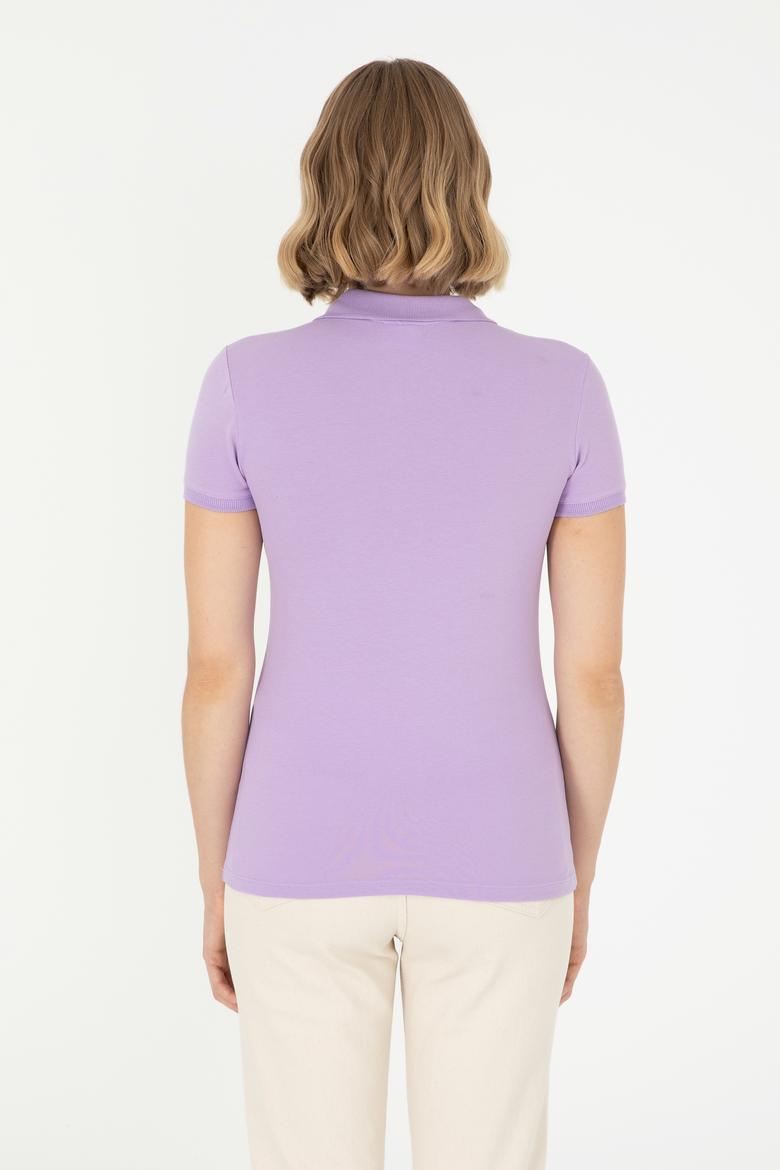Kadın Lila Polo Yaka Tişört - 50280067053