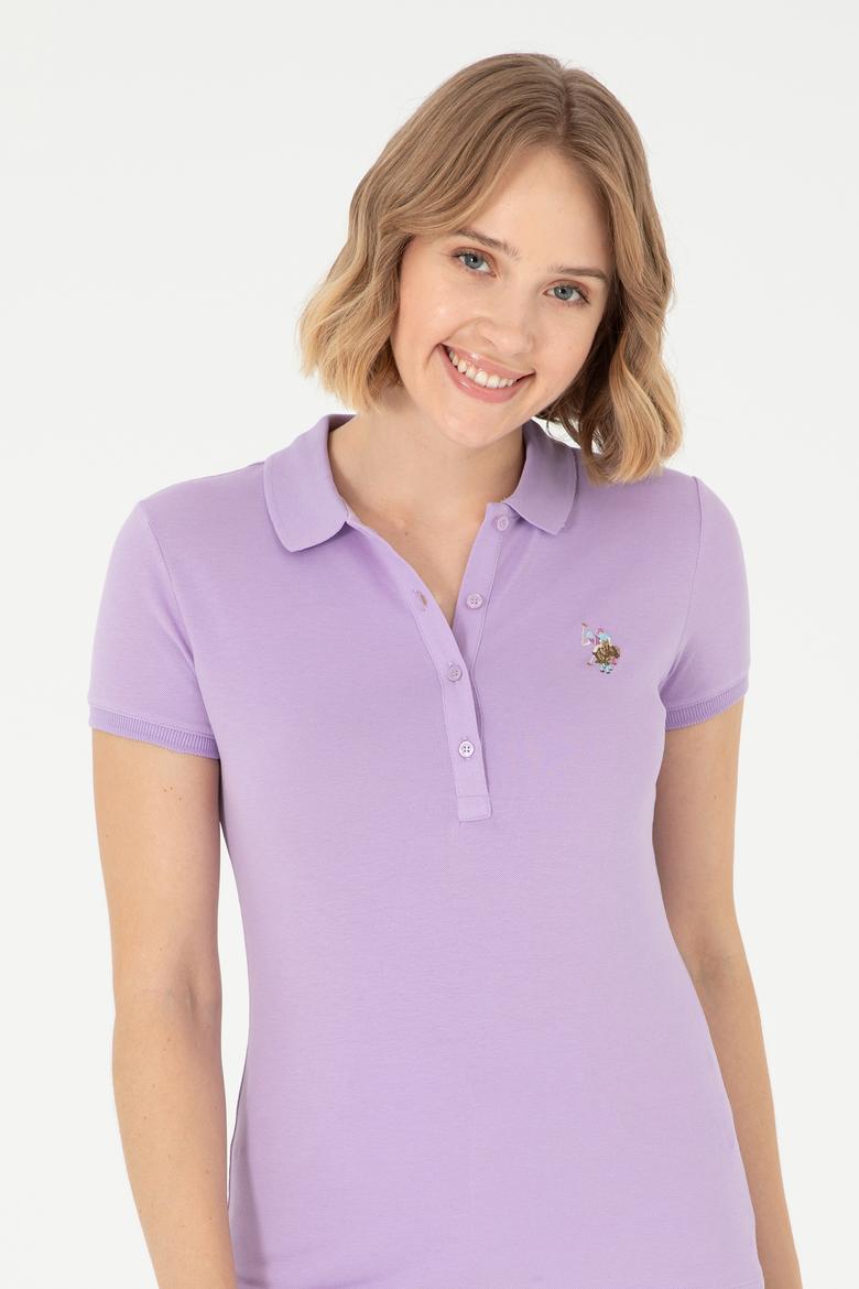 Kadın Lila Polo Yaka Tişört - 50280067053