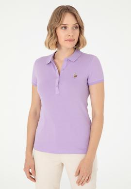 Kadın Lila Polo Yaka Tişört - 50280067053
