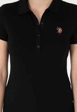 Kadın Siyah Polo Yaka Tişört - 50280067023