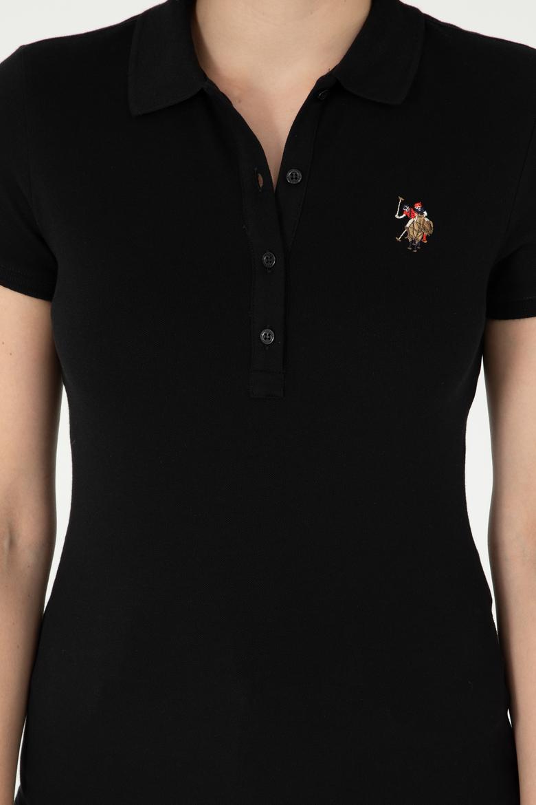 Kadın Siyah Polo Yaka Tişört - 50280067023