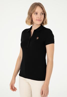 Kadın Siyah Polo Yaka Tişört - 50280067023