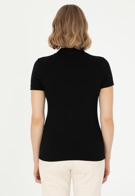 Kadın Siyah Polo Yaka Tişört - 50280067023