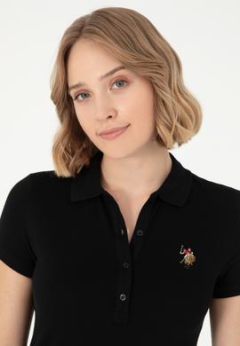 Kadın Siyah Polo Yaka Tişört - 50280067023