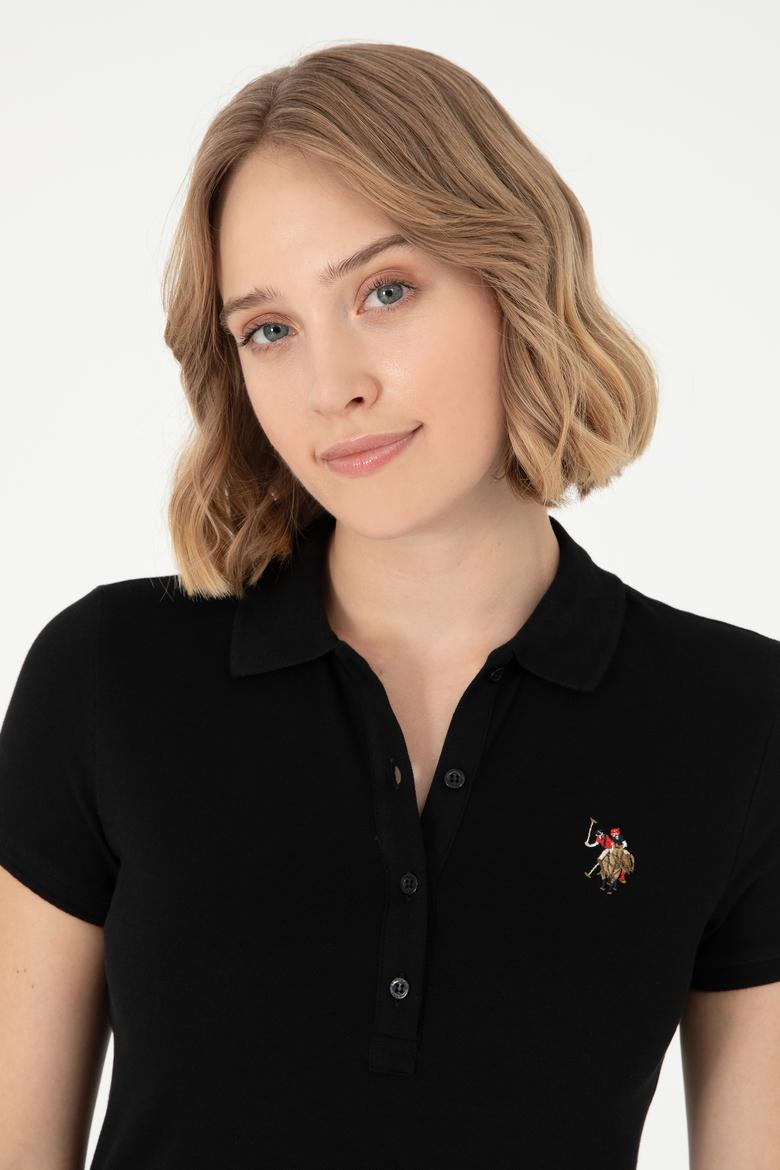 Kadın Siyah Polo Yaka Tişört - 50280067023