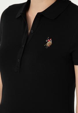 Kadın Siyah Polo Yaka Tişört - 50280067023