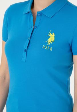 Kadın Saks Basic Polo Yaka Tişört - 50280063047