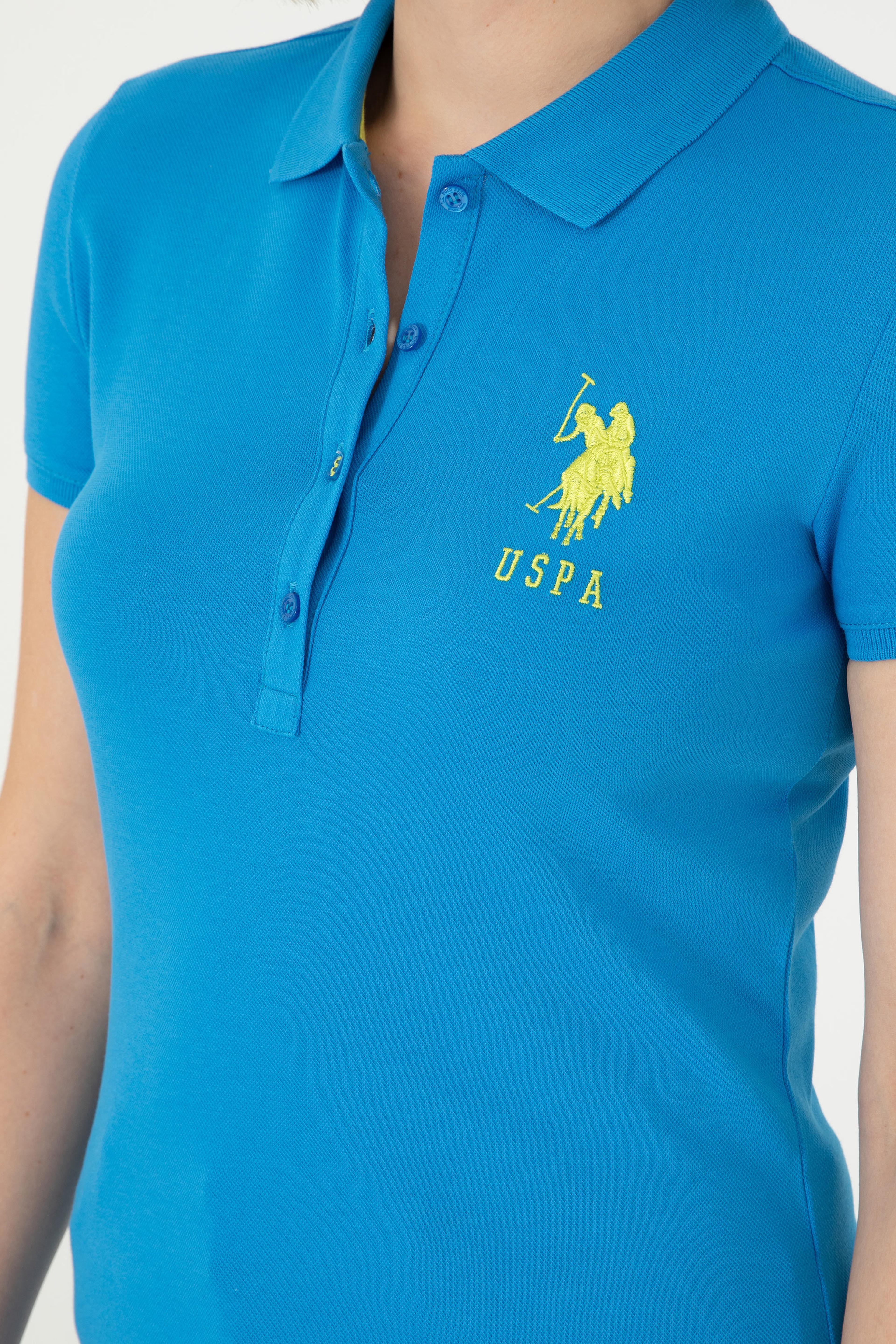 Kadın Saks Basic Polo Yaka Tişört - Image 7