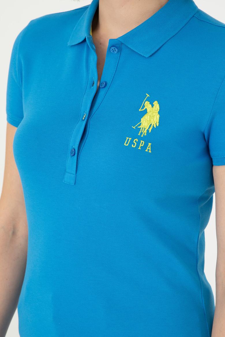 Kadın Saks Basic Polo Yaka Tişört - 50280063047