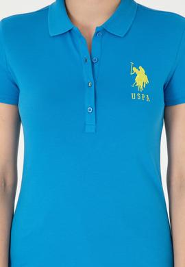 Kadın Saks Basic Polo Yaka Tişört - 50280063047