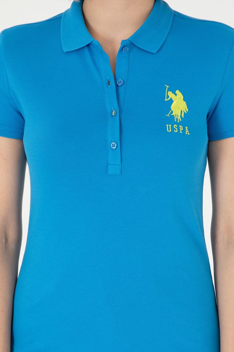 Kadın Saks Basic Polo Yaka Tişört - 50280063047