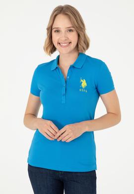Kadın Saks Basic Polo Yaka Tişört - 50280063047
