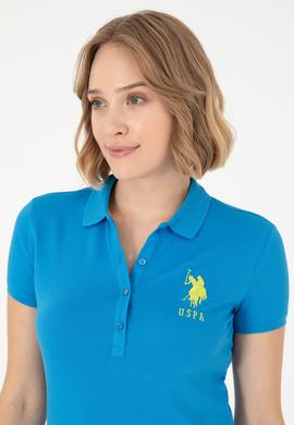 Kadın Saks Basic Polo Yaka Tişört - 50280063047