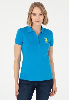 Kadın Saks Basic Polo Yaka Tişört - 50280063047