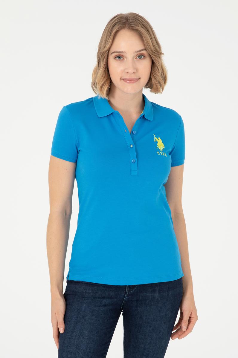 Kadın Saks Basic Polo Yaka Tişört