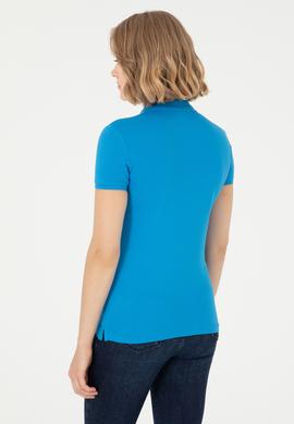 Kadın Saks Basic Polo Yaka Tişört - 50280063047