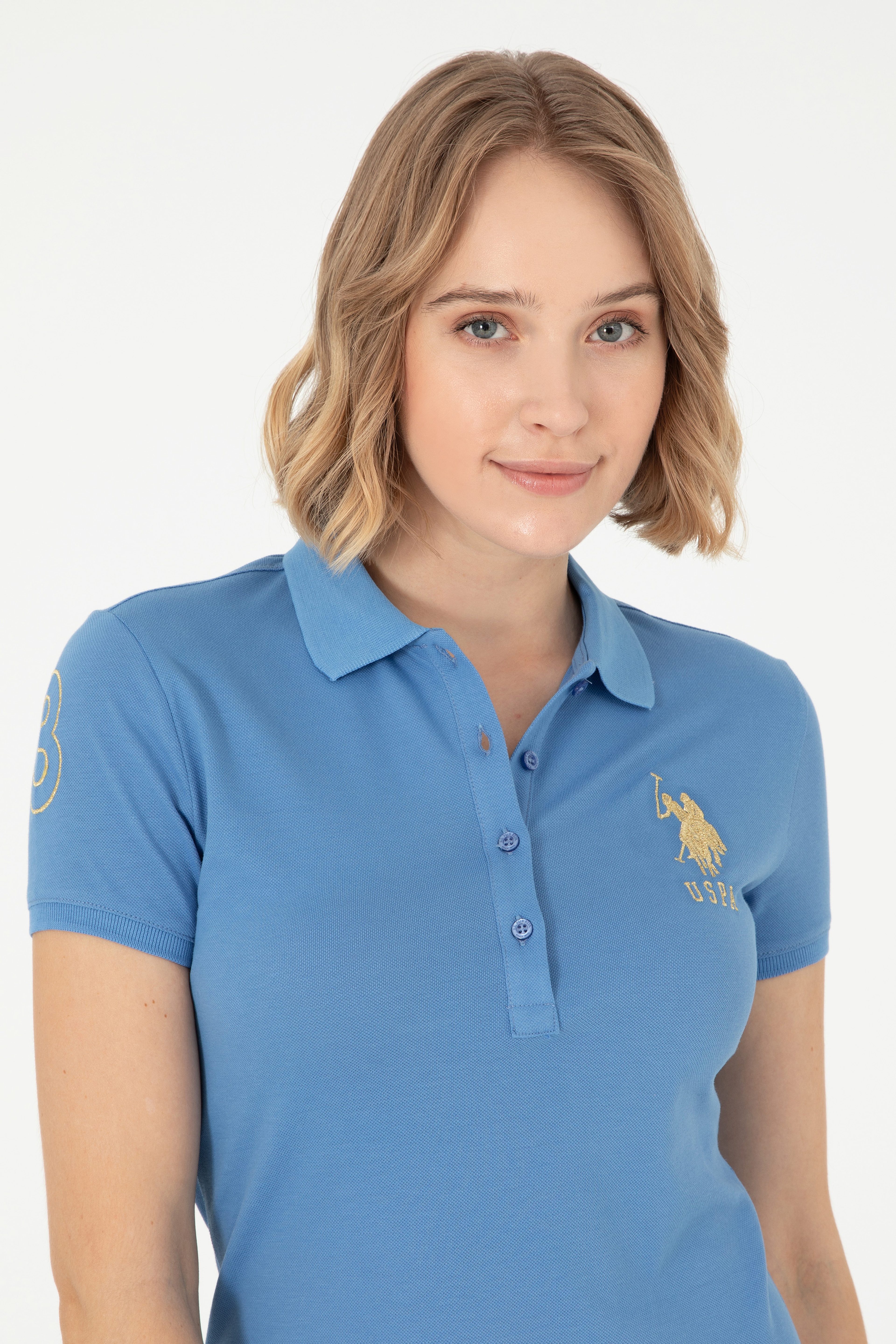 Kadın Koyu Mavi Polo Yaka Mini Boy Örme Elbise